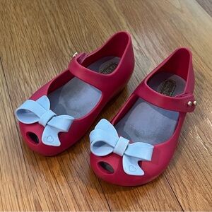 Mini Melissa Pink Shoes with Blue Bow